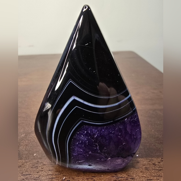 Purple and Black Agate Crystal Teardrop Freeform - Picture 5 of 12
